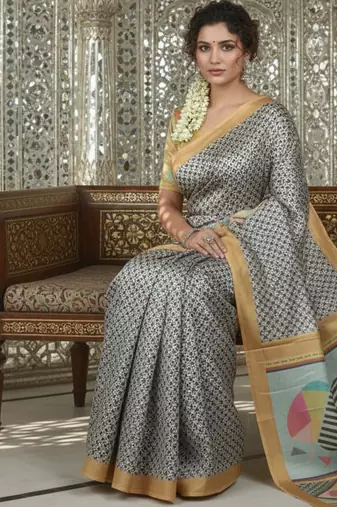 Multicolor premium printed saree with blouse