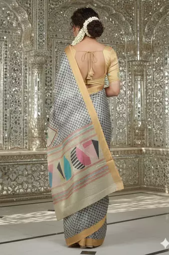 Multicolor premium printed saree with blouse