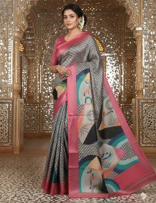 Multicolor premium printed saree with blouse 1