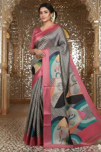 Multicolor premium printed saree with blouse