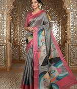 Multicolor premium printed saree with blouse