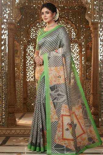 Multicolor premium printed saree with blouse