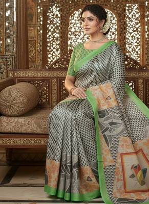 Multicolor premium printed saree with blouse 2