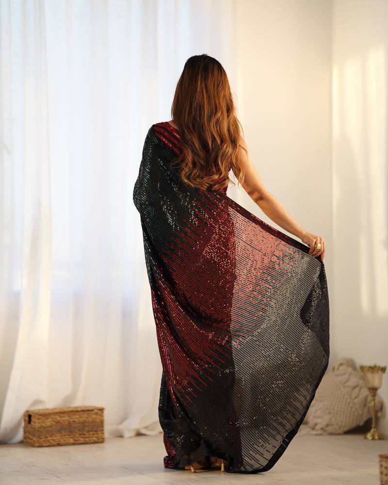 Black Bollywood Looks Georgette C Saree For Party Looks