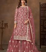 Dark peach embroidered net sharara style