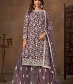 Lavender embroidered net sharara style