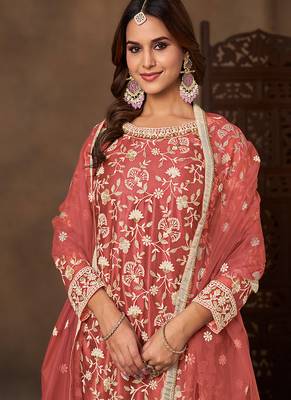 Orange embroidered net sharara style 4