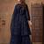 Navy blue embroidered sequence net sharara style