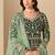 Green embroidered sequence velvet anarkali suit