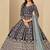Navy blue embroidered sequence velvet anarkali suit