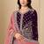 Purple embroidered sequence velvet anarkali suit