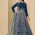 Teal blue embroidered sequence velvet anarkali suit