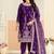 Purple embroidered sequence velvet dhoti style