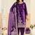 Purple embroidered sequence velvet dhoti style