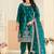 Teal embroidered sequence velvet dhoti style