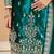 Teal embroidered sequence velvet dhoti style
