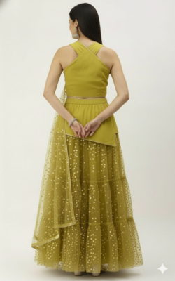Lime Green crop top Lehenga Set 2