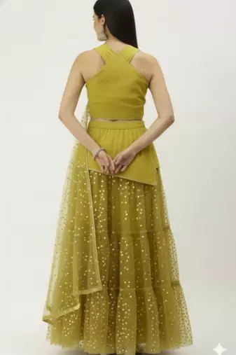 Lime Green crop top Lehenga Set