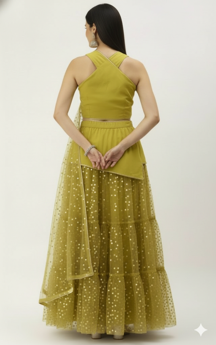 Lime Green crop top Lehenga Set