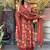 Jaipuri Maroon Women's Cotton Blend Anarkali Printed Kurta With Palazzo & Dupatta