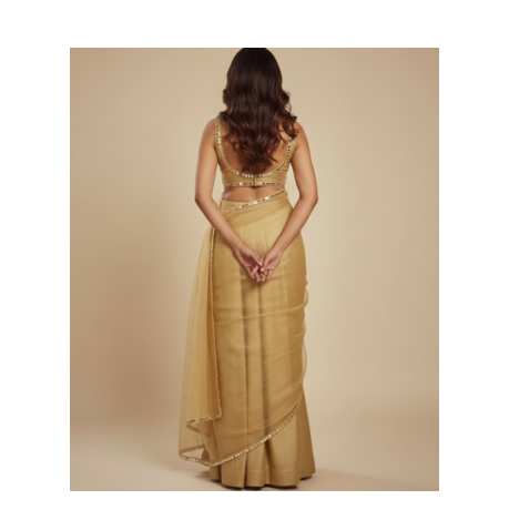 light gold festive lehenga set with choli and dupatta 2
