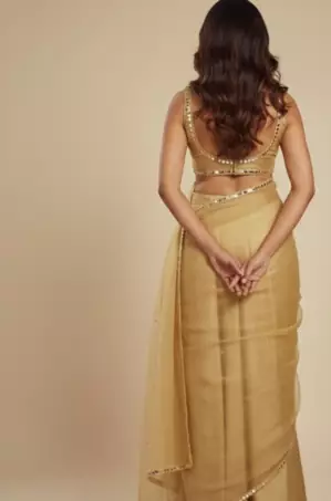 light gold festive lehenga set with choli and dupatta