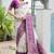 Purple banarasi silk saree in ajrakh and patola weaving with zari pallu