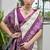 Purple banarasi silk saree in ajrakh and patola weaving with zari pallu