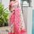 Pink banarasi silk saree in ajrakh and patola weaving with zari pallu