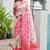 Pink banarasi silk saree in ajrakh and patola weaving with zari pallu