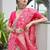 Pink banarasi silk saree in ajrakh and patola weaving with zari pallu
