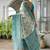 Sky blue banarasi silk saree in ajrakh and patola weaving with zari pallu