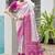 Magenta banarasi silk saree in ajrakh and patola weaving with zari pallu