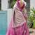 Magenta banarasi silk saree in ajrakh and patola weaving with zari pallu
