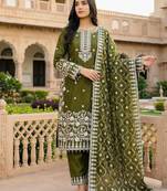 Green Color Pure Jimi SIlk Embroidery Work Wedding Wear Salwar Suit