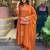 orange embroidered chanderi straight kurta set with chinon dupatta