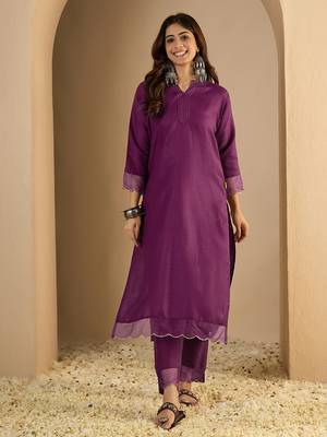 Purple women kurta pant set 1