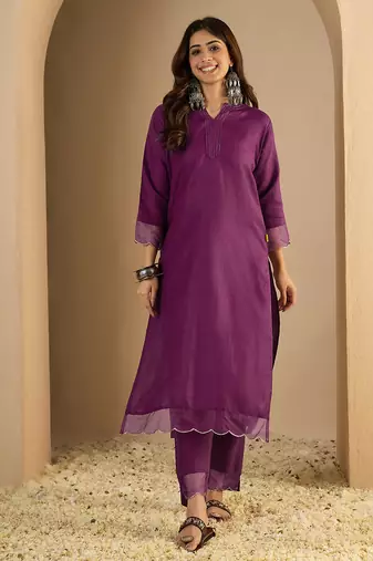 Purple women kurta pant set