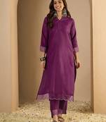 Purple women kurta pant set