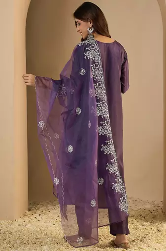 Lavender women kurta pant dupatta set
