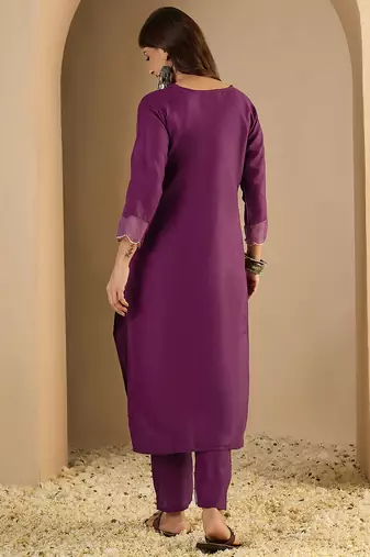 Purple women kurta pant set
