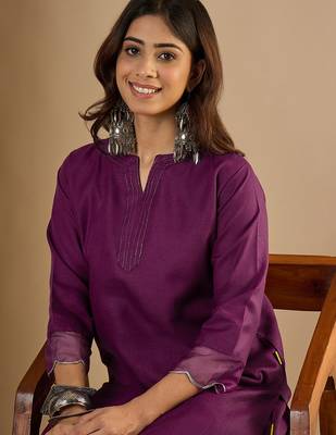 Purple women kurta pant set 3