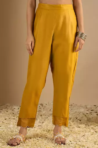 Mustard yellow women kurta pant set
