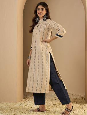 Beige women kurta pant set 1