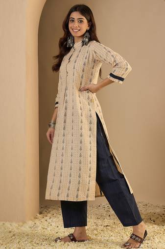 Beige women kurta pant set