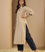Beige women kurta pant set