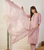 Pink women kurta pant dupatta set