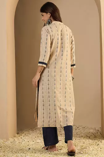 Beige women kurta pant set