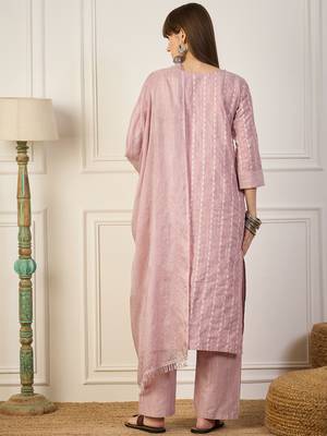 Pink women kurta pant dupatta set 2