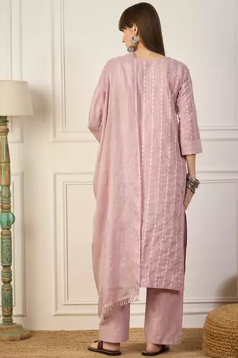 Pink women kurta pant dupatta set